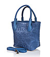 Дамска велурена чанта с ефектен релеф в синьо Fanny-2 снимка