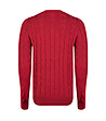 Плетен мъжки памучен пуловер в червен нюанс Andrew -1 снимка
