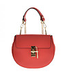 Малка червена дамска кожена чанта Tessi-0 снимка