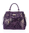 Виолетова велурена чанта с ефектни мотиви Marlena-0 снимка