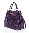 Виолетова велурена чанта с ефектни мотиви Marlena-2 снимка