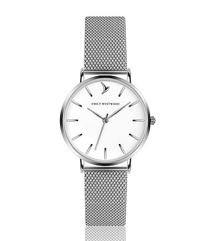 Сребрист дамски часовник с бял циферблат Lamaila снимка