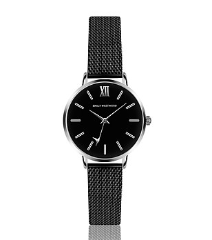 Черен дамски часовник със сребрист корпус Kanira снимка