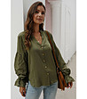Зелена дамска риза с памук Federica-0 снимка