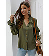 Зелена дамска риза с памук Federica-3 снимка