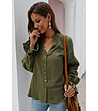 Зелена дамска риза с памук Federica-4 снимка