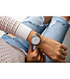 Сребрист дамски часовник с бял циферблат Lamaila-1 снимка