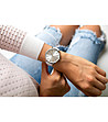 Сребрист дамски часовник с бяла каишка Irmona-1 снимка