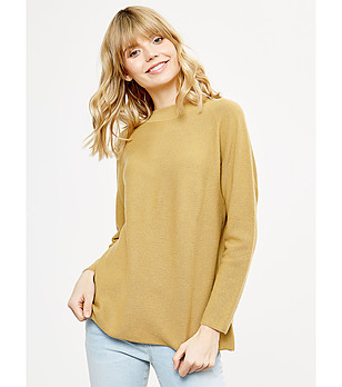 Дамски пуловер от памук и кашмир в нюанс на цвят горчица Ellie снимка