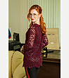 Дамска блуза в цвят бордо с дантела-1 снимка