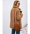 Дамско палто в цвят камел от еко каракул Silena-1 снимка
