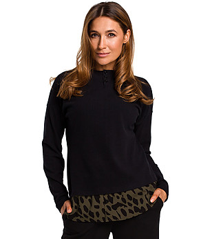 Черен памучен дамски пуловер Karina снимка