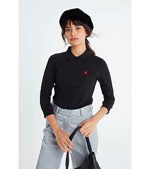 Черна памучна дамска блуза Ledora снимка