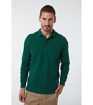 Памучна мъжка блуза в тъмнозелено Jeremy снимка