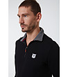 Черна памучна мъжка блуза с яка Sylas-3 снимка
