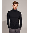Черна памучна мъжка поло блуза Premium Turtleneck-0 снимка