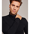 Черна памучна мъжка поло блуза Premium Turtleneck-4 снимка