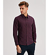 Карирана памучна мъжка риза в бордо и тъмносиньо Mickes-0 снимка