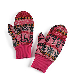 Дамски ръкавици в розово и черно с принт Elina снимка