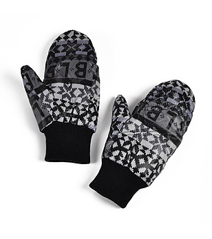 Дамски ръкавици в черно и сиво с принт Elina снимка