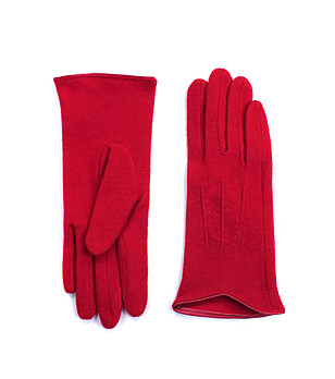 Червени вълнени дамски ръкавици Maria снимка