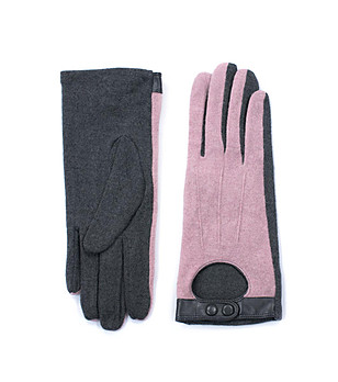 Дамски вълнени ръкавици в розово и сиво Dika снимка