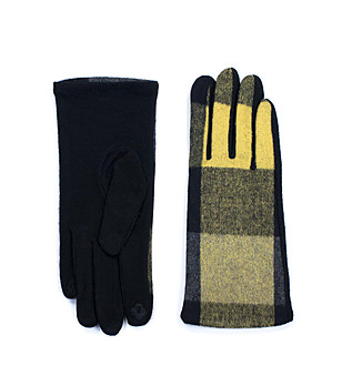 Дамски ръкавици в черно и жълто Tinola снимка