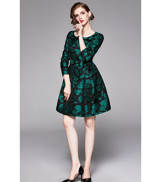Черна рокля на зелени цветя Regina снимка