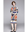 Многоцветна ефектна рокля с имитация на блуза и пола Paris-3 снимка