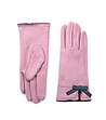 Розови дамски ръкавици със сива панделка Rikara-0 снимка