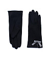 Черни дамски ръкавици със сива панделка Rikara-0 снимка