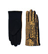 Дамски черни ръкавици със змийски принт в цвят горчица Lona-0 снимка