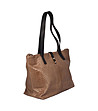 Дамска кожена чанта в кафяво с черни дръжки Cresy-2 снимка