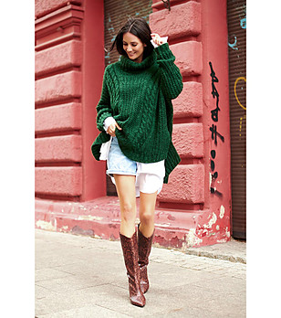 Зелен дамски топъл пуловер Alseia снимка