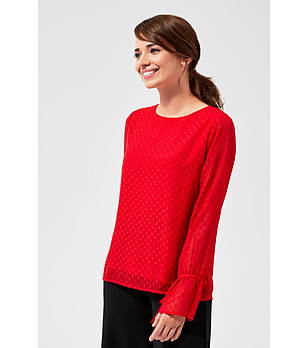 Червена дамска блуза с фини мотиви Arlisa снимка