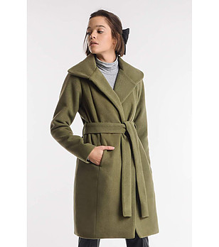 Дамско палто от вълна и кашмир Selesta в цвят каки снимка