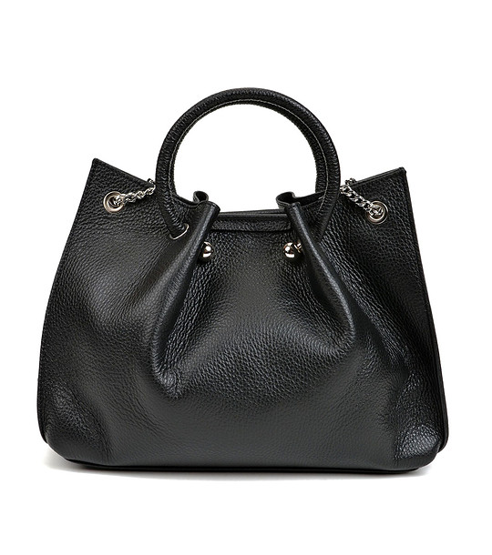Дамска кожена чанта в черно Irina снимка