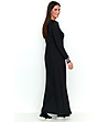 Дълга черна рокля с контрастни детайли Nona-1 снимка