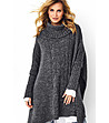 Дамски дълъг пуловер в тъмносив меланж Klea-0 снимка