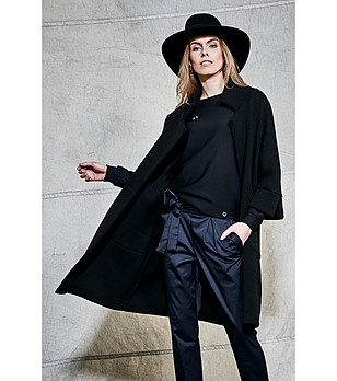 Черно дамско палто с вълна Modelia снимка
