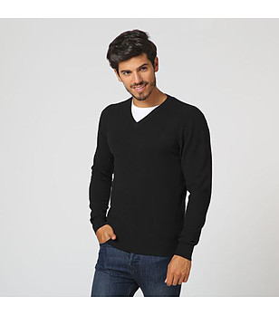 Черен мъжки пуловер с кашмир Zack снимка