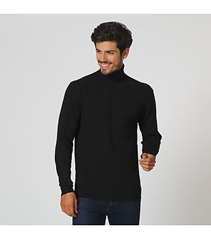 Мъжки поло пуловер в черно с кашмир Mark снимка