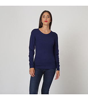 Дамски пуловер с кашмир Leonie в син нюанс снимка