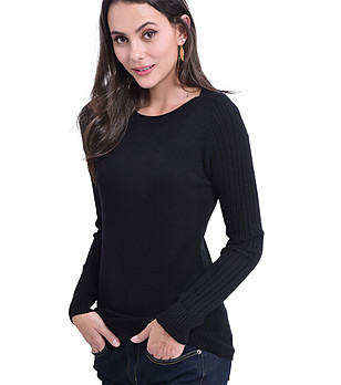 Дамски черен пуловер с кашмир Marika снимка