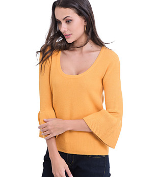 Дамски жълт пуловер с кашмир Paris снимка