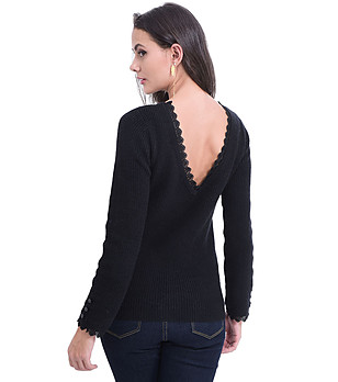 Ефектен дамски пуловер в черно Serena снимка