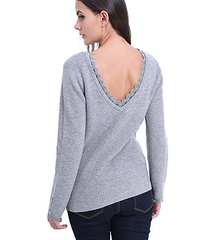 Ефектен дамски пуловер в сиво Serena снимка