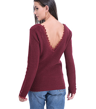 Ефектен дамски пуловер в цвят бордо Serena снимка