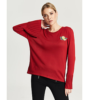 Червен дамски пуловер Aura снимка