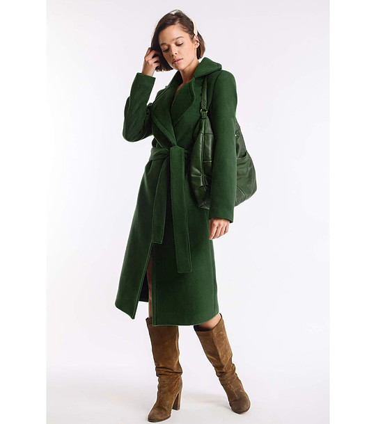Стилно дамско палто в цвят каки от вълна и кашмир Odilia снимка